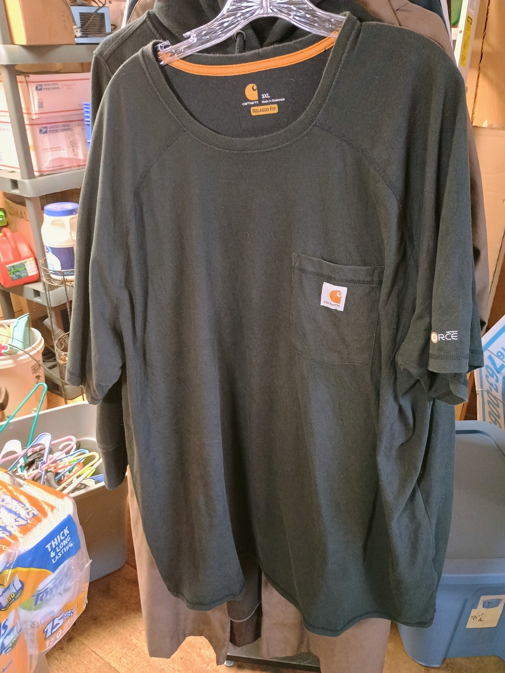 Carhartt Black Pocket T-Shirt with Subtle Orange Trim Bin 7